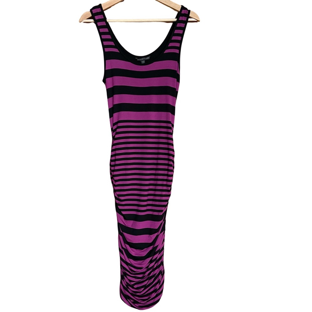 Like New! Nordstrom Felicity & Coco Black/Magenta Striped Jersey Tank Dress - S